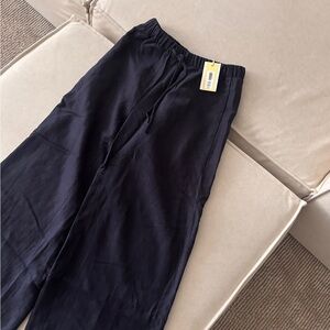 Aritzia Navy Blue Linen Blend Pants